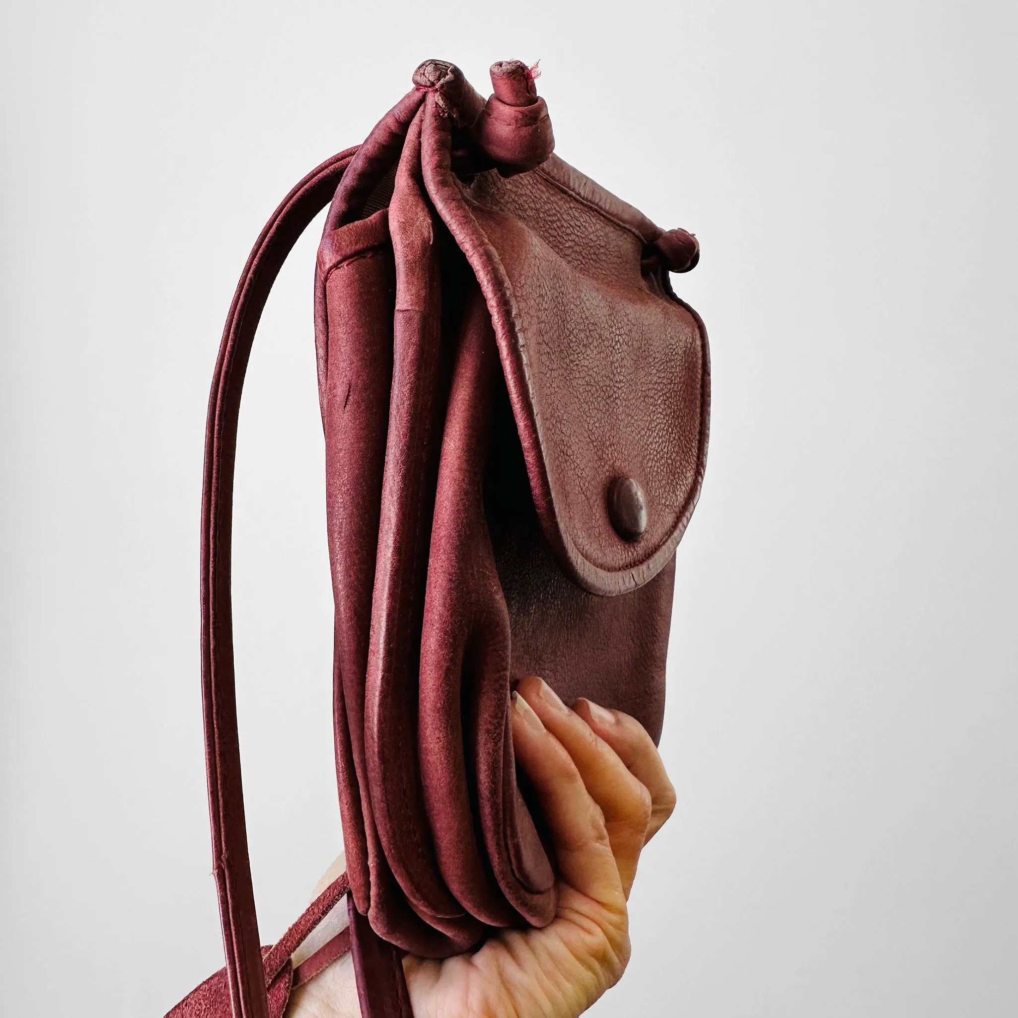 1970s Reddish Leather Double-Sided Snap Button Purse