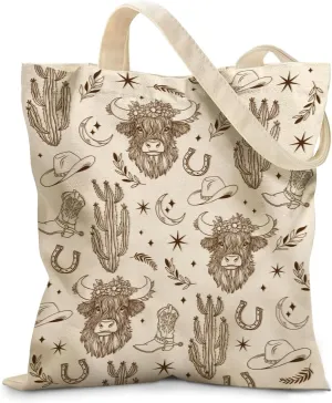 Aesthetic Canvas Tote Bag for Women - with Magnetic Snap Closure & Zipper Inner Pocket Reusable Totes Bag