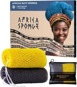 African Net Sponge Authentic - 2 Pieces Exfoliating Body Scrubber Bath Sponge York&Slate - Back Scrubber Washcloth for Shower - Real African Scrub Exfoliator Body Care Bathing Accessorie