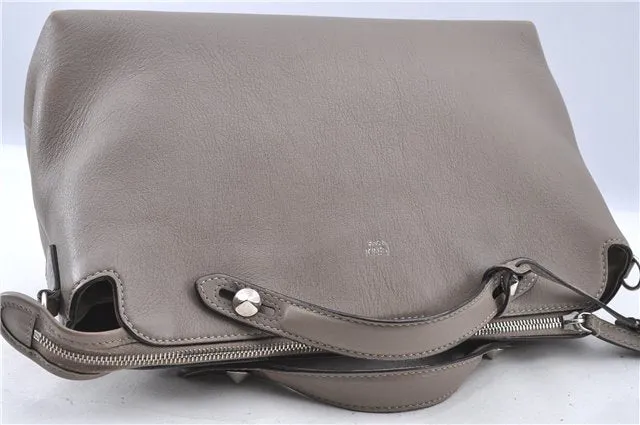 Auth FENDI By The Way Large 3Way Shoulder Hand Clutch Bag Leather Gray H7743