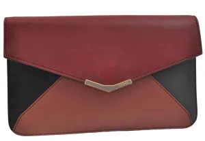 Authentic FENDI 2JOURS Leather Clutch Hand Bag Purse Bordeaux Red 1465E