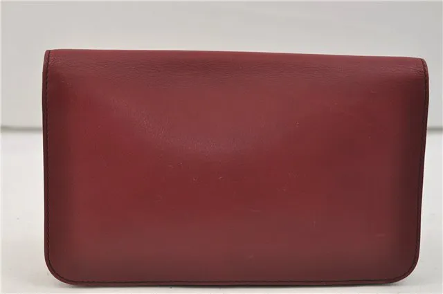 Authentic FENDI 2JOURS Leather Clutch Hand Bag Purse Bordeaux Red 1465E