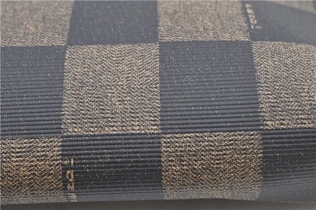 Authentic FENDI Check Clutch Bag Purse PVC Leather Brown Black J0105