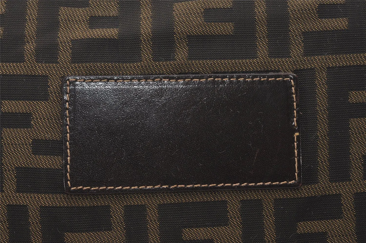 Authentic FENDI Zucca Clutch Hand Bag Purse Nylon Leather Brown Black 2265I