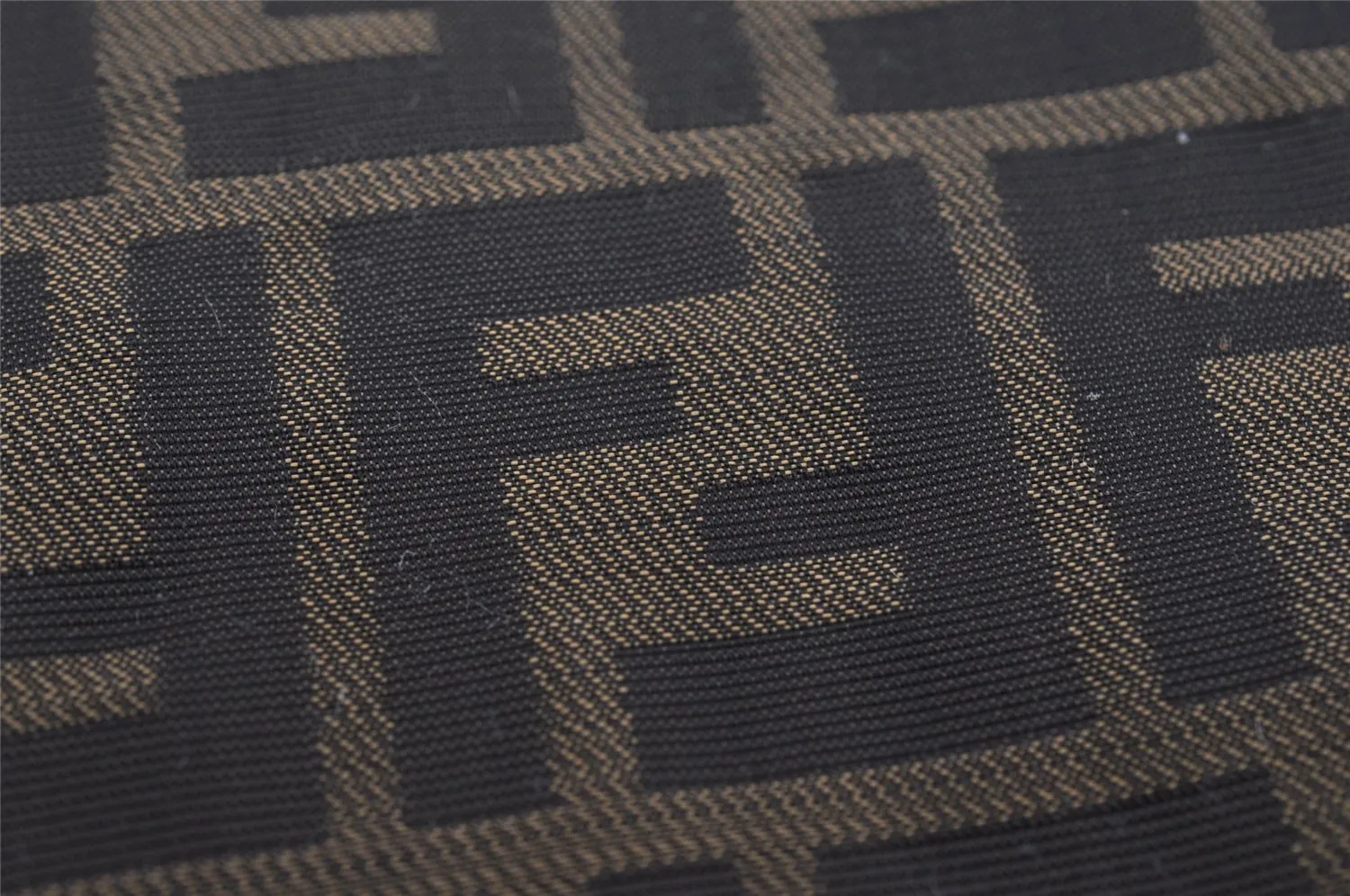 Authentic FENDI Zucca Clutch Hand Bag Purse Nylon Leather Brown Black 2265I
