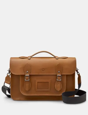 Belforte 14" Brown Leather Satchel Bag