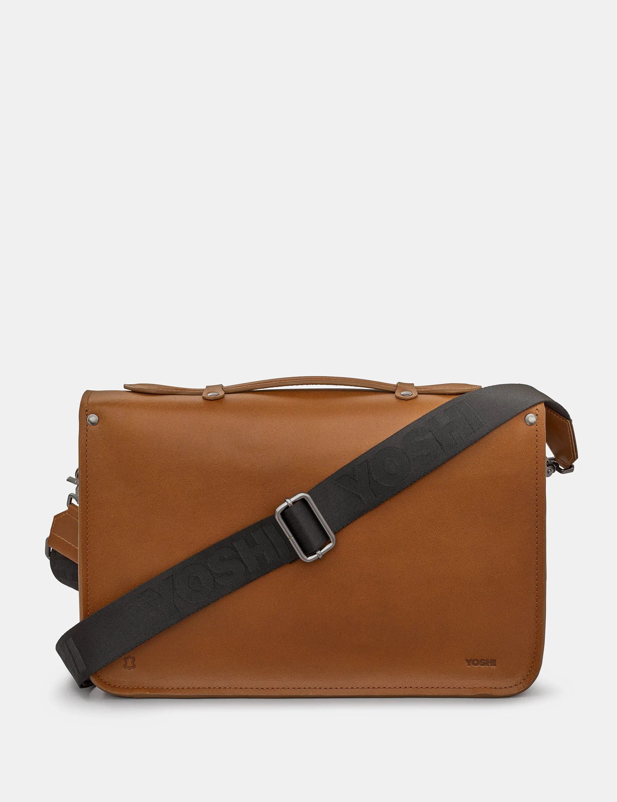 Belforte 14" Brown Leather Satchel Bag