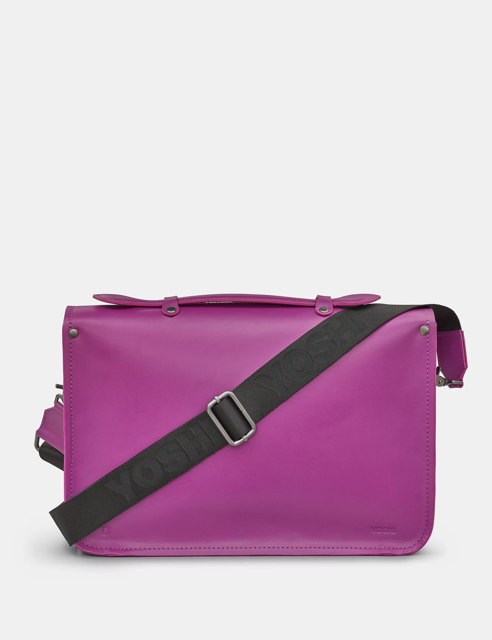 Belforte 14" Purple Leather Satchel Bag