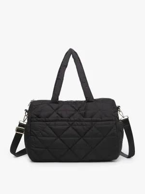 Billie Quilted Nylon Satchel-Black