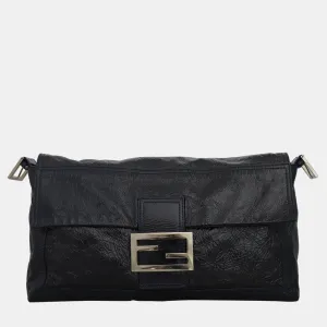 Black Patent Leather Baguette Clutch Bag