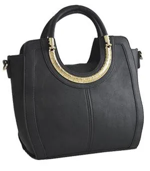 Black Soft Faux Leather Tote Bag
