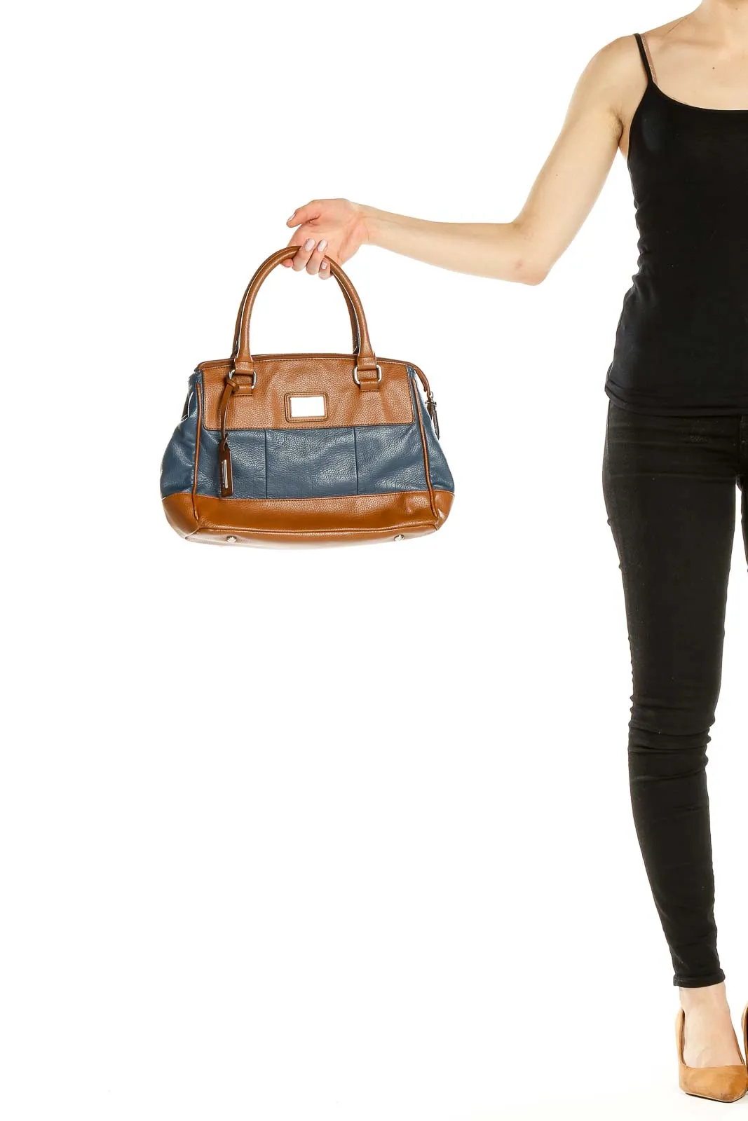 Brown and Blue Leather Satchel