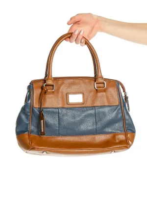 Brown and Blue Leather Satchel