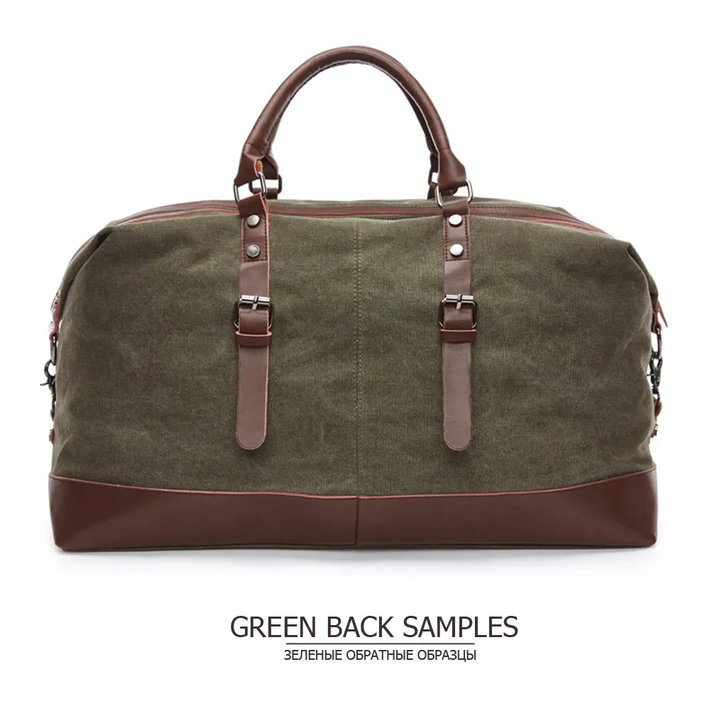 Canvas PU Leather Travel weekend overnight Bag