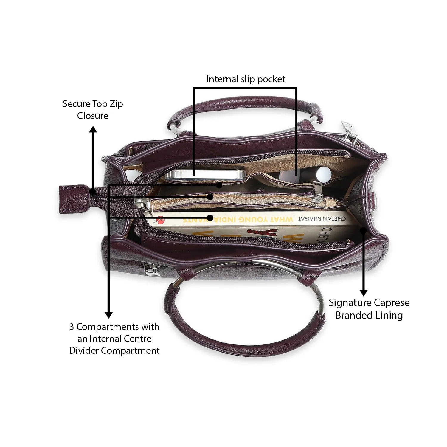 Caprese Lilya Satchel Small Plum