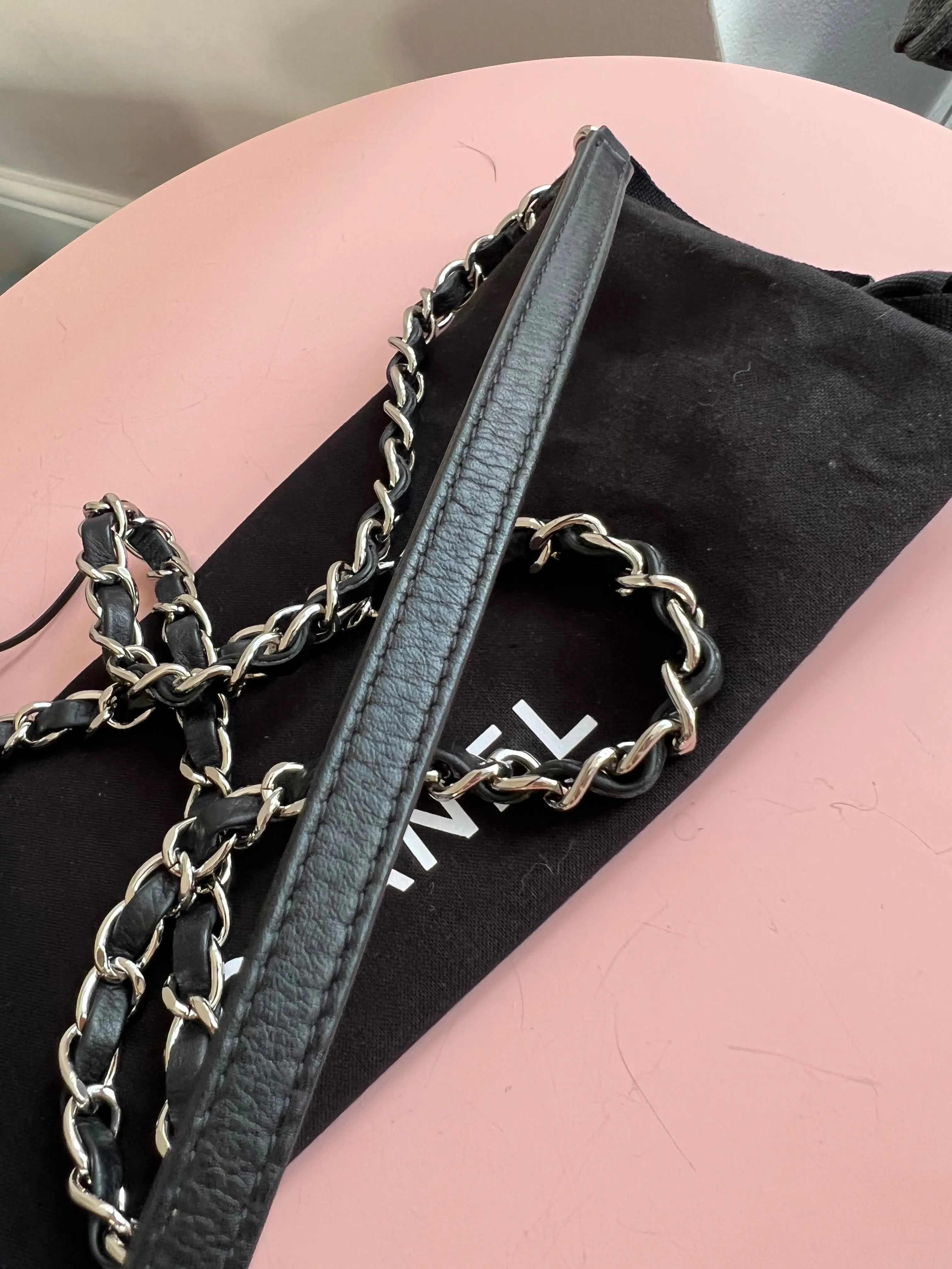 Chanel Black Chevron Camera Bag