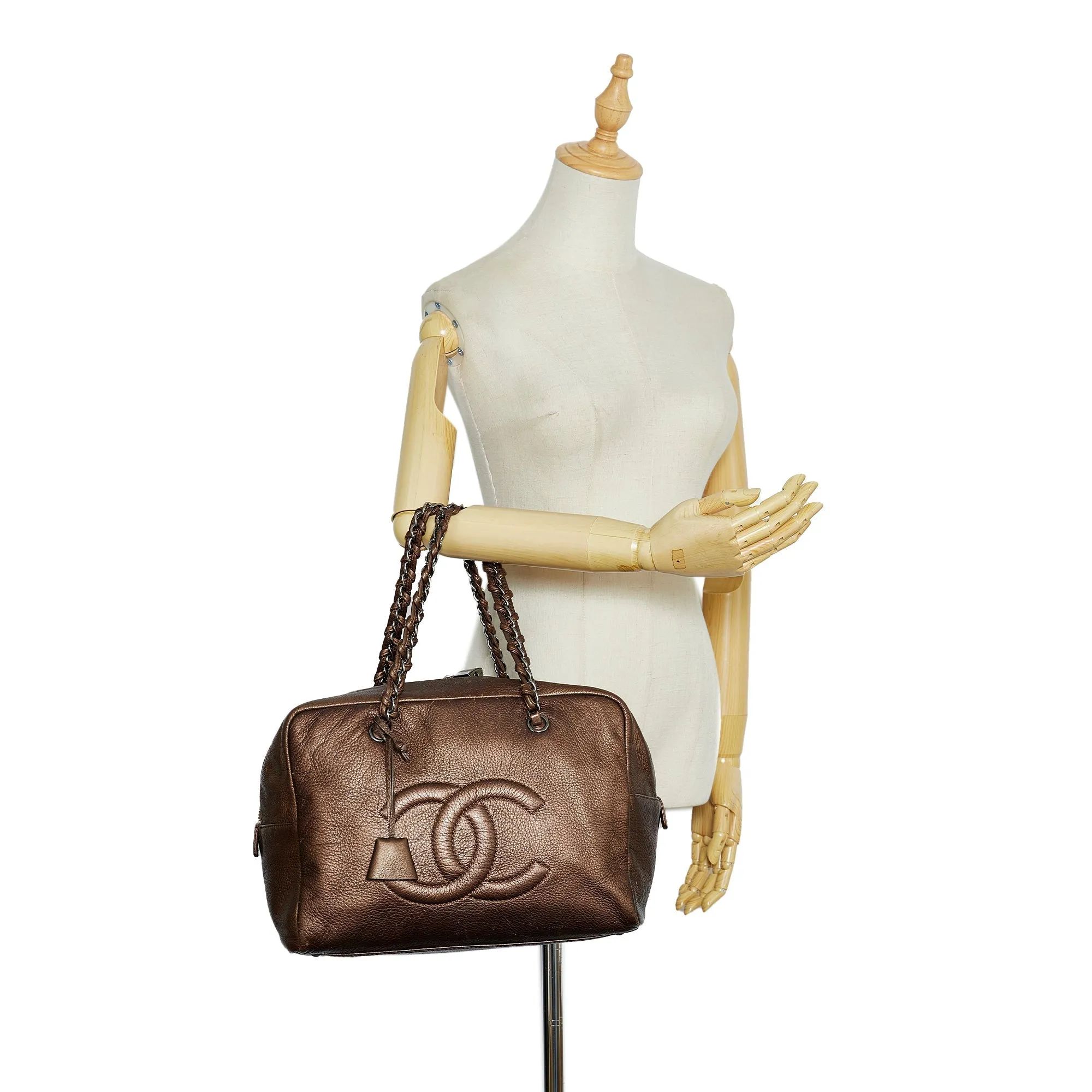 Chanel CC Chain Brown Lambskin Silver
