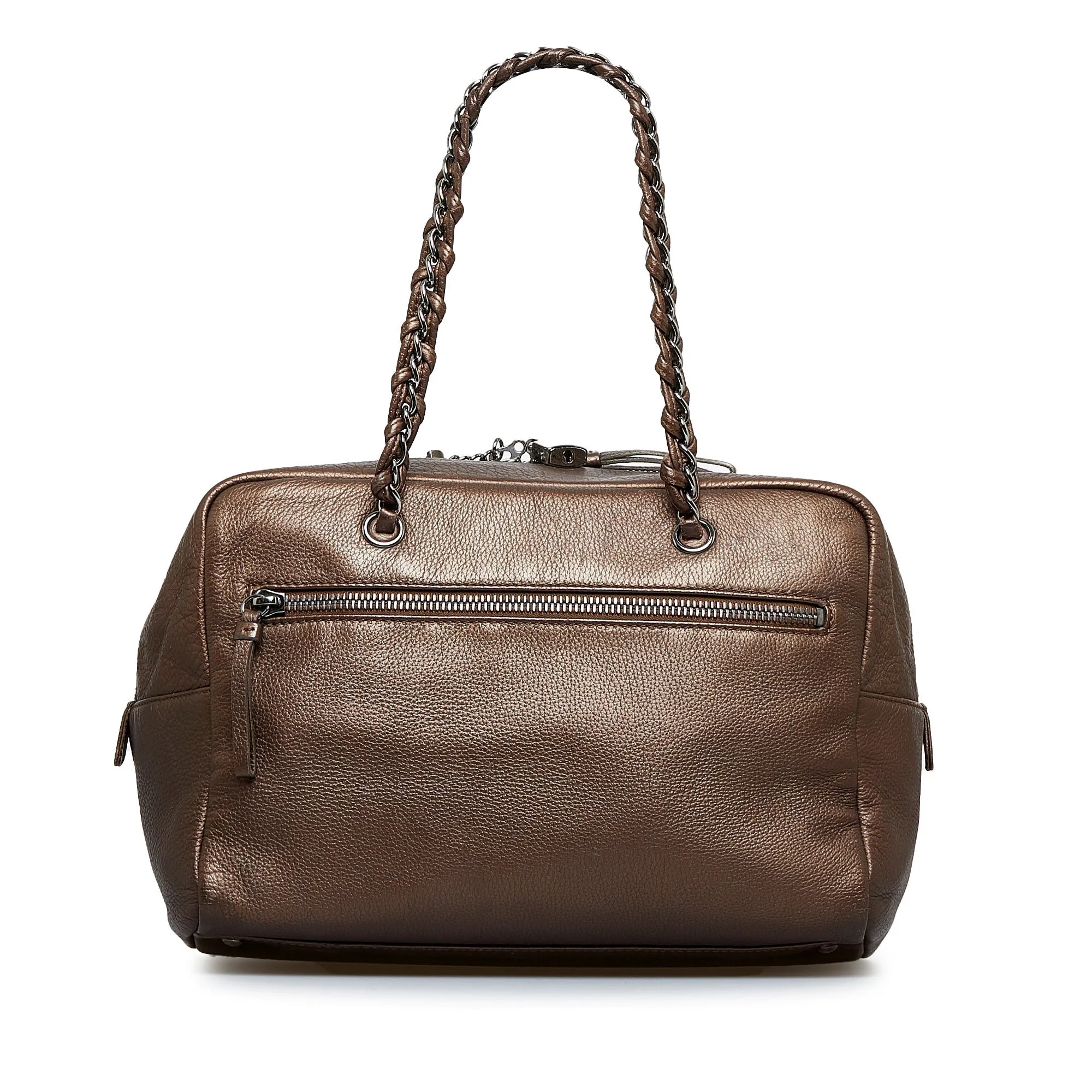 Chanel CC Chain Brown Lambskin Silver