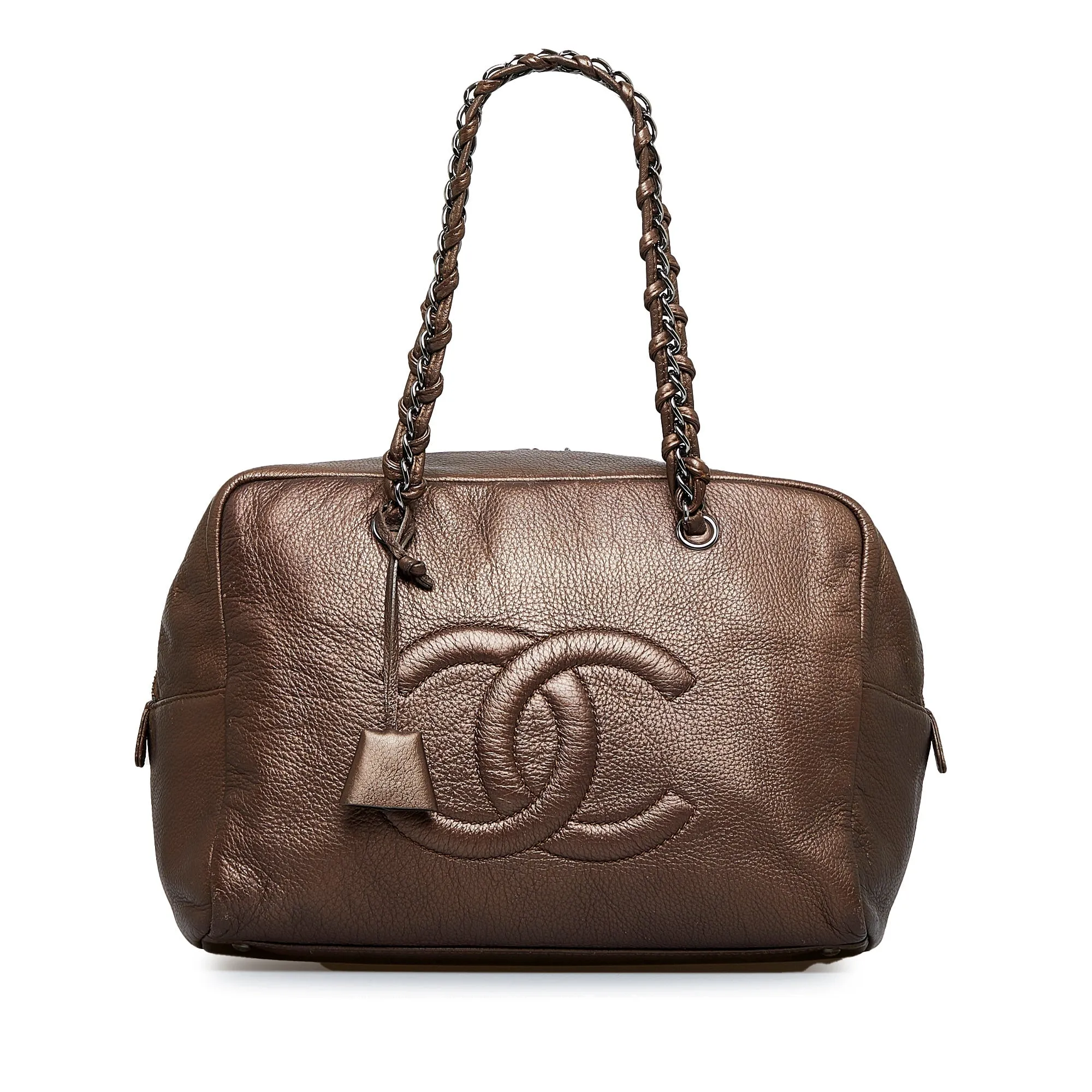 Chanel CC Chain Brown Lambskin Silver