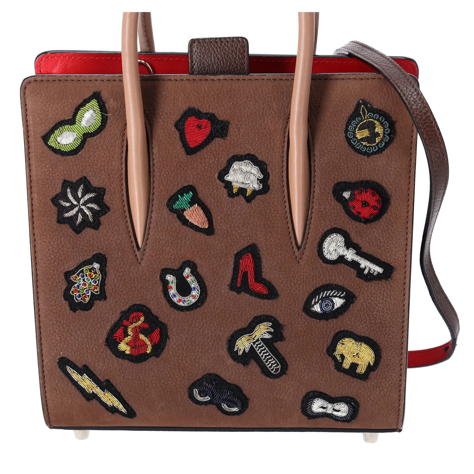 Christian Louboutin Nubuck Patch Small Eccusion Paloma Satchel Shoulder Bag