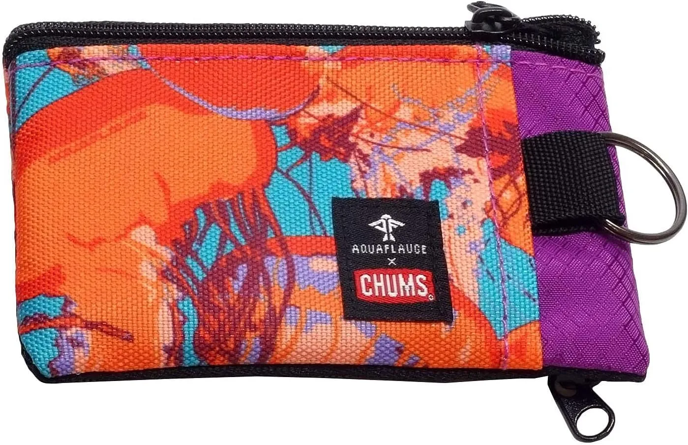 Chums Surfshorts Wallet - Lightweight Zippered Minimalist Wallet with Clear ID Window - Water Resistant with Key Ring