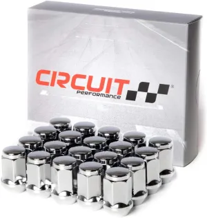 Circuit Performance 1/2"-20 Chrome Closed End Bulge Acorn Lug Nuts Cone Seat Forged Steel (20 Pieces)