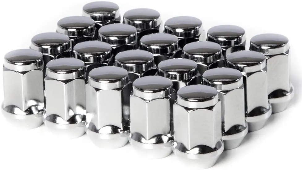 Circuit Performance 1/2"-20 Chrome Closed End Bulge Acorn Lug Nuts Cone Seat Forged Steel (20 Pieces)