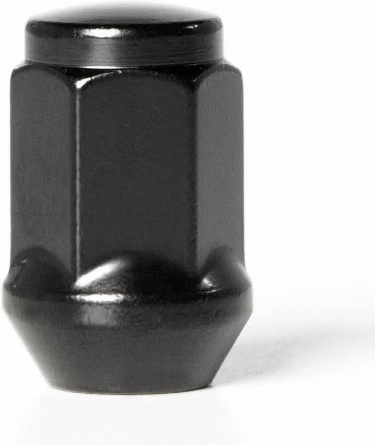 Circuit Performance 12x1.25 Black Closed End Bulge Acorn Lug Nuts Cone Seat Forged Steel (20 Pieces)