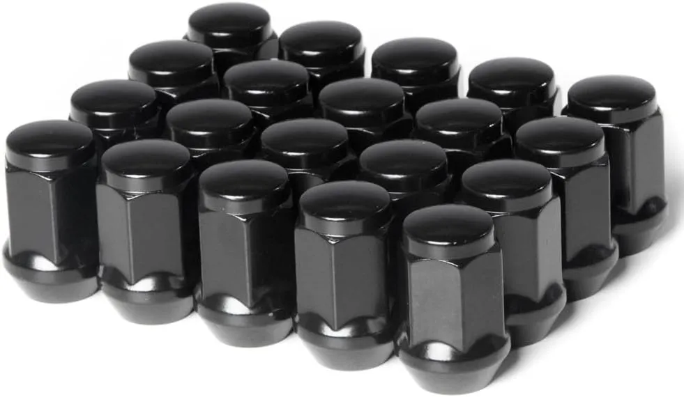 Circuit Performance 12x1.25 Black Closed End Bulge Acorn Lug Nuts Cone Seat Forged Steel (20 Pieces)