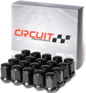 Circuit Performance 12x1.25 Black Closed End Bulge Acorn Lug Nuts Cone Seat Forged Steel (20 Pieces)