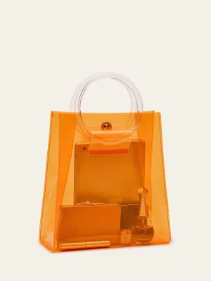 Clear Satchel Bag With Ring Handle