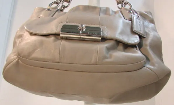 Coach Kristin Large Taupe Leather Satchel