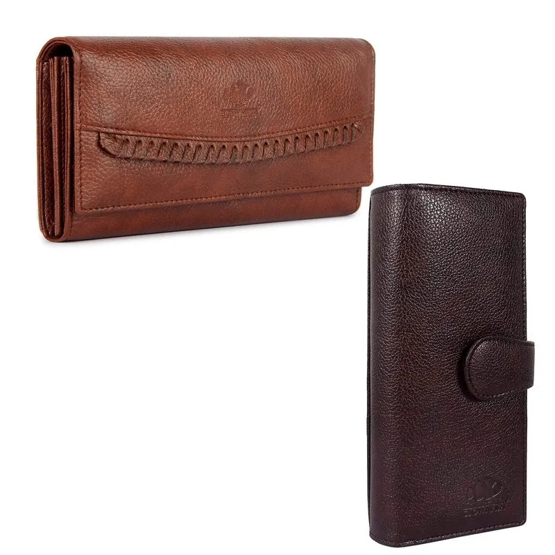 Combo of 2: Women's Wallet Clutch with Card Slots & Multiple Compartments | Brown