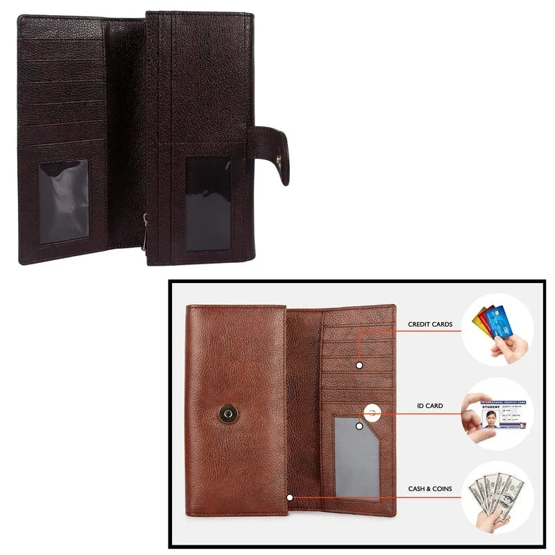 Combo of 2: Women's Wallet Clutch with Card Slots & Multiple Compartments | Brown