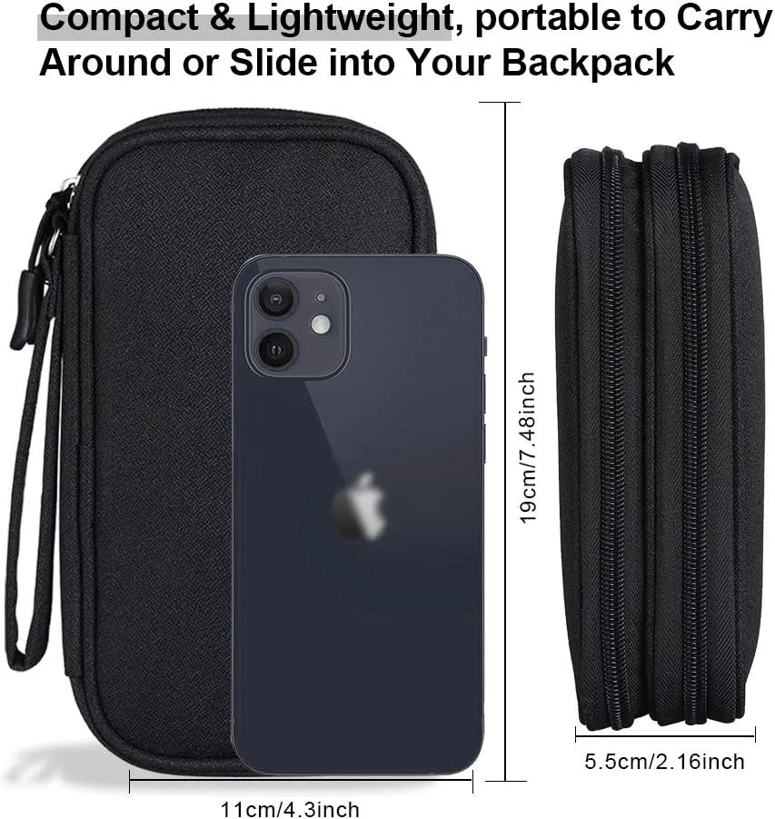 DDgro Electronics Travel Organizer, Tech Accessories Pouch Bag for Cables/Charger & Cords/Power Bank/Magic Mouse/Earphone (Small, Black)