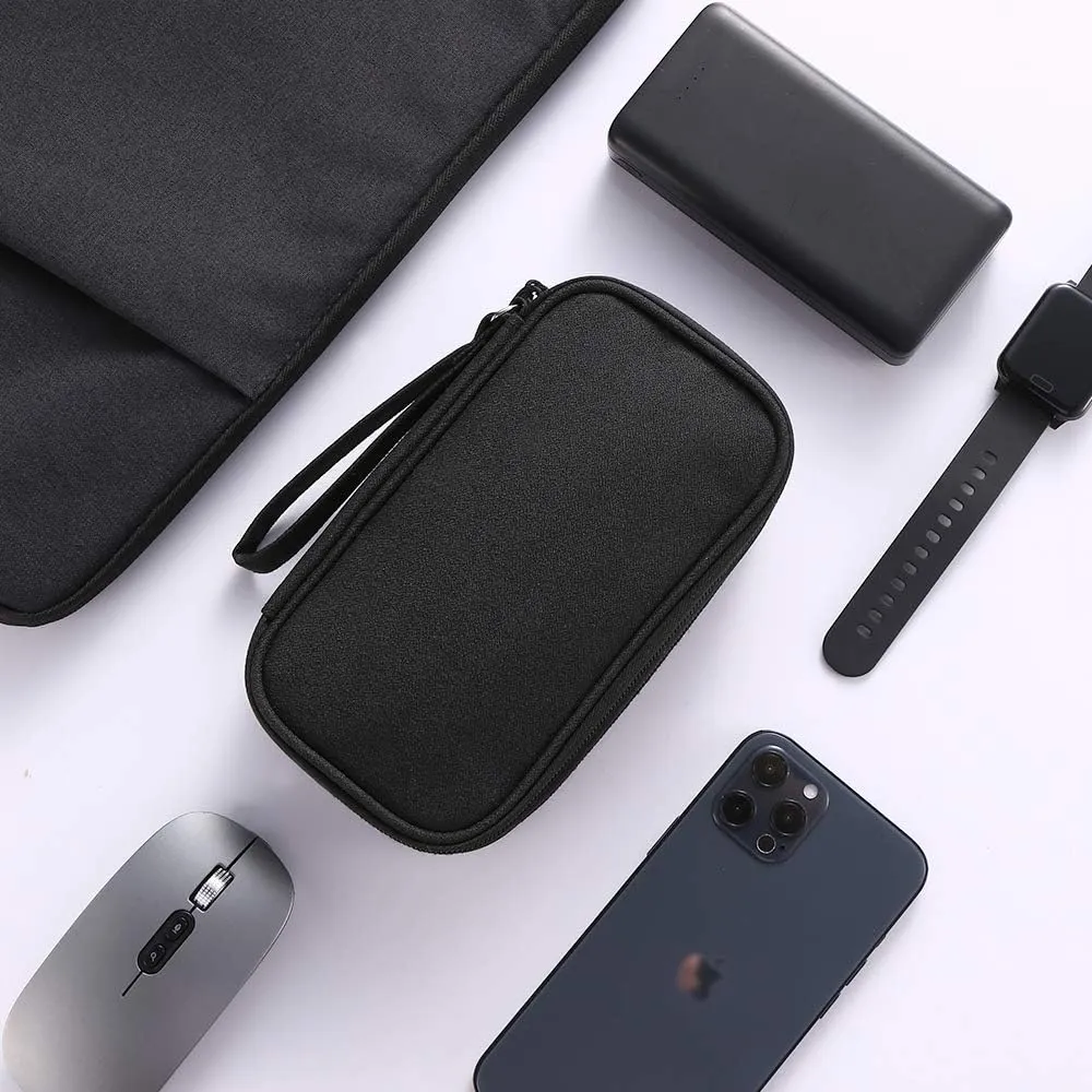DDgro Electronics Travel Organizer, Tech Accessories Pouch Bag for Cables/Charger & Cords/Power Bank/Magic Mouse/Earphone (Small, Black)