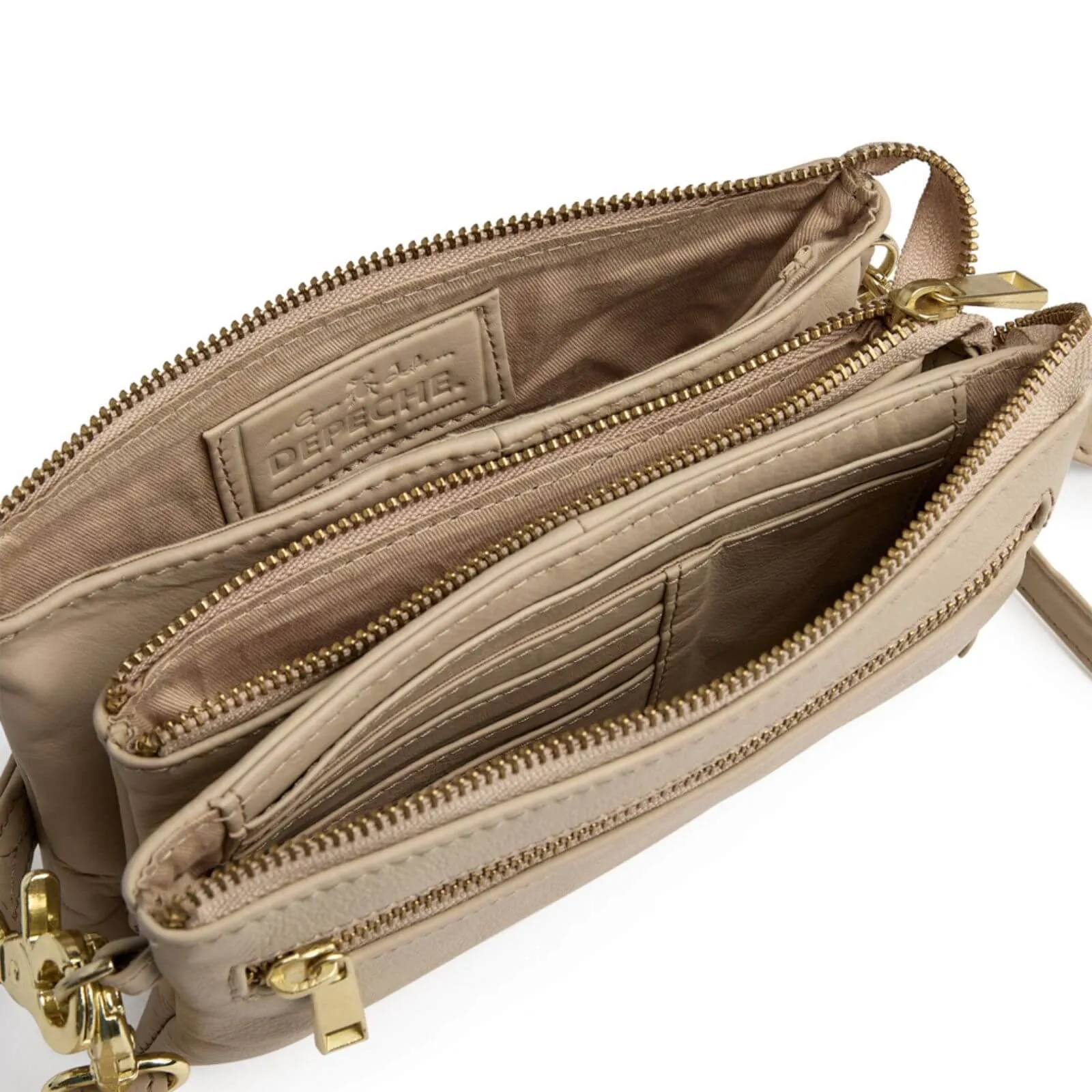 Depeche Sand Leather Small Crossbody Bag /Clutch