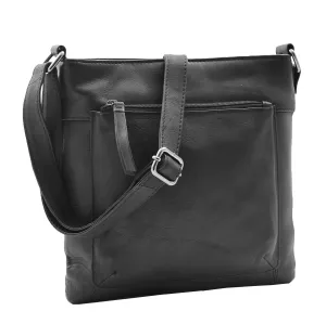 DR343 Women's Soft Leather Cross Body Slim Bag Black