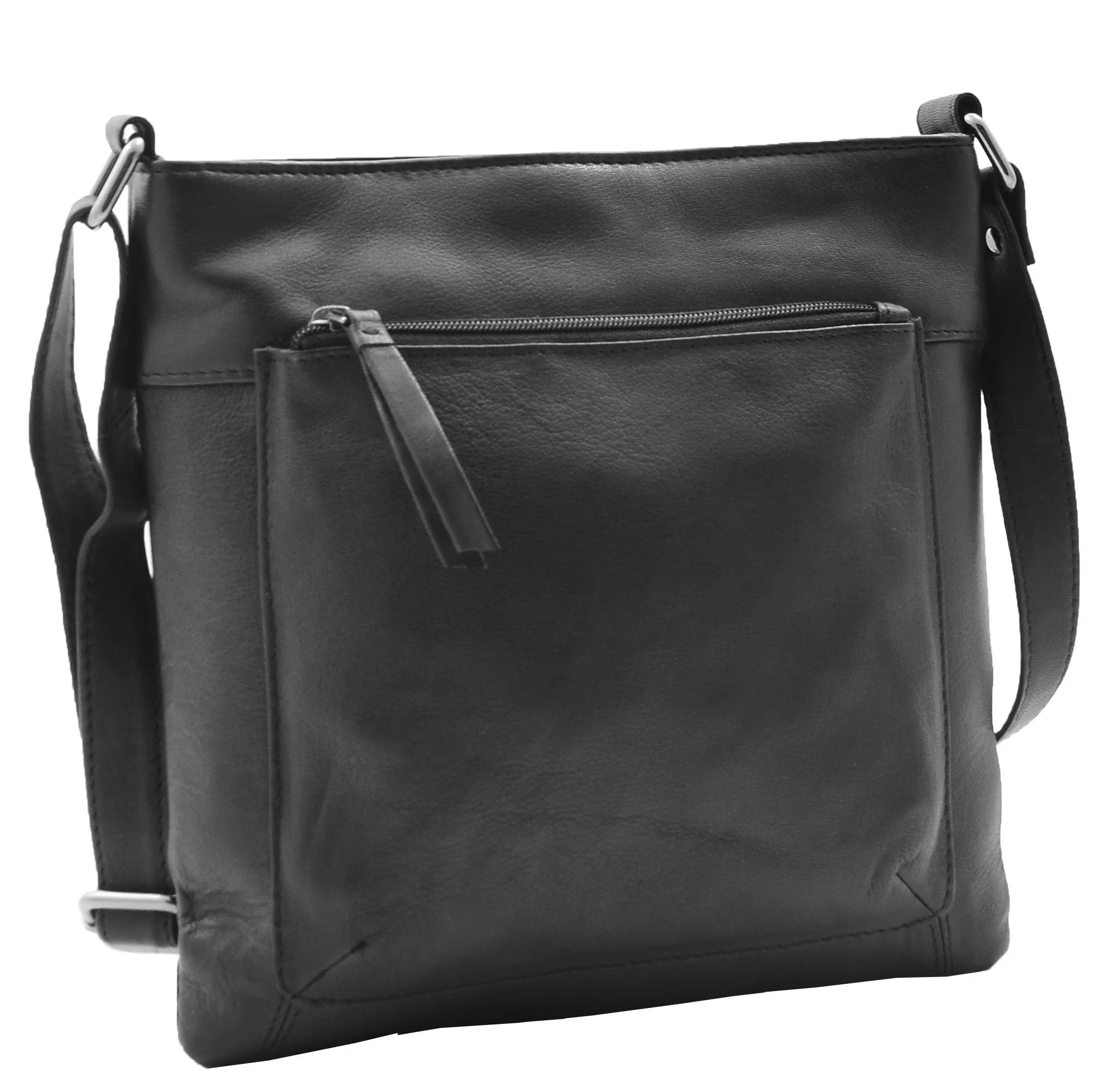 DR343 Women's Soft Leather Cross Body Slim Bag Black