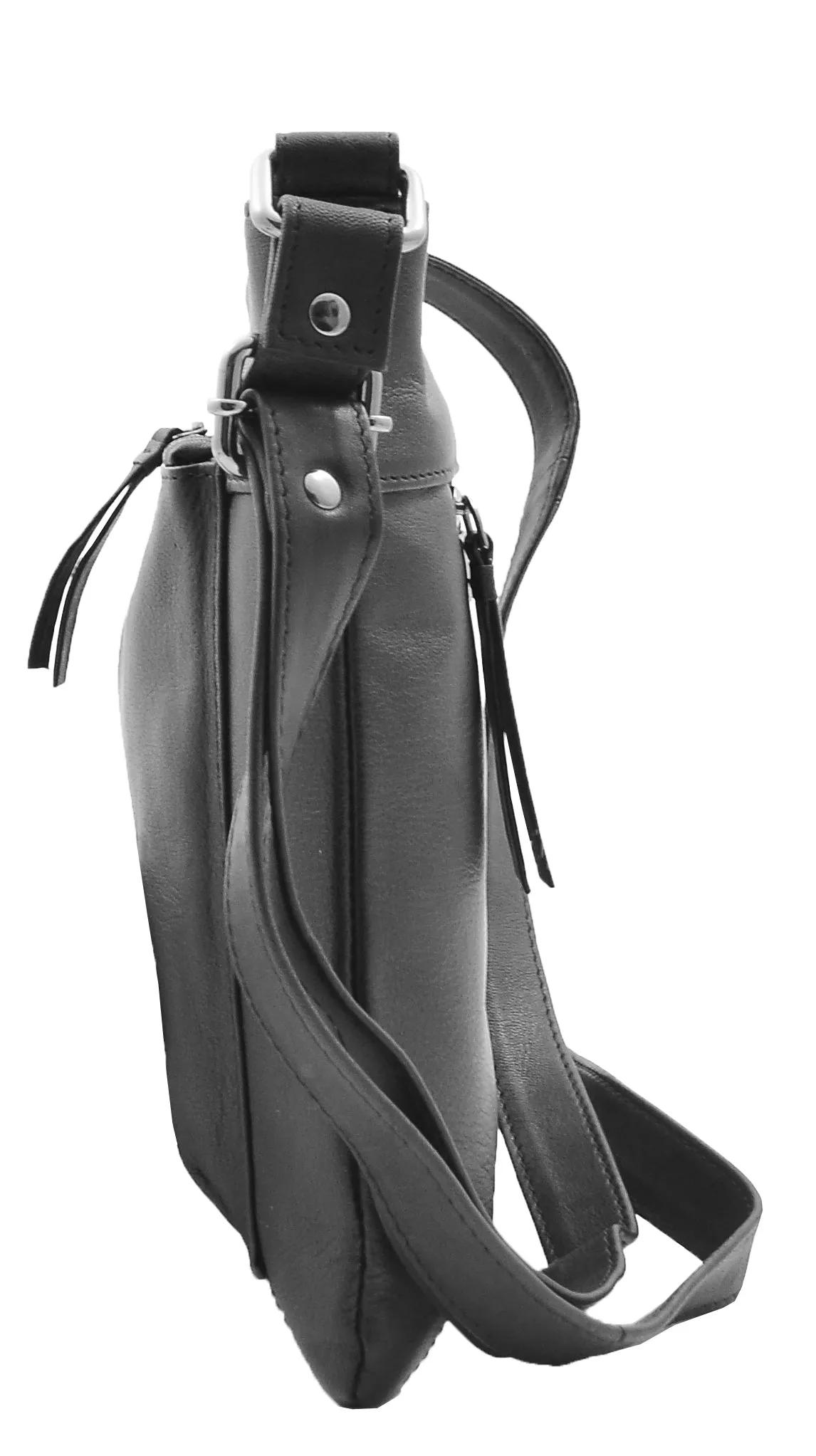 DR343 Women's Soft Leather Cross Body Slim Bag Black
