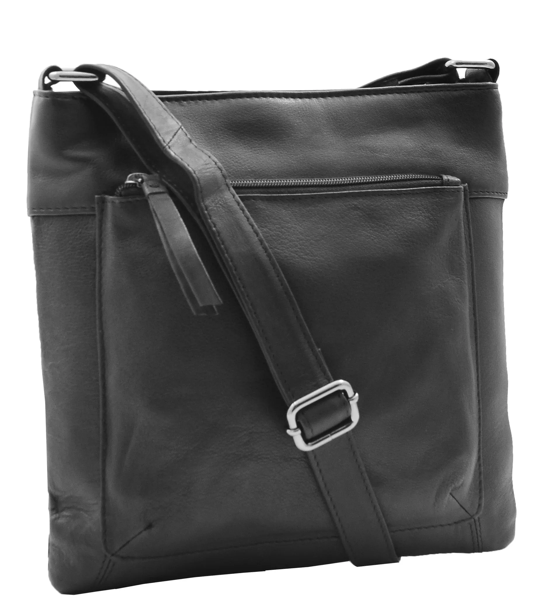 DR343 Women's Soft Leather Cross Body Slim Bag Black