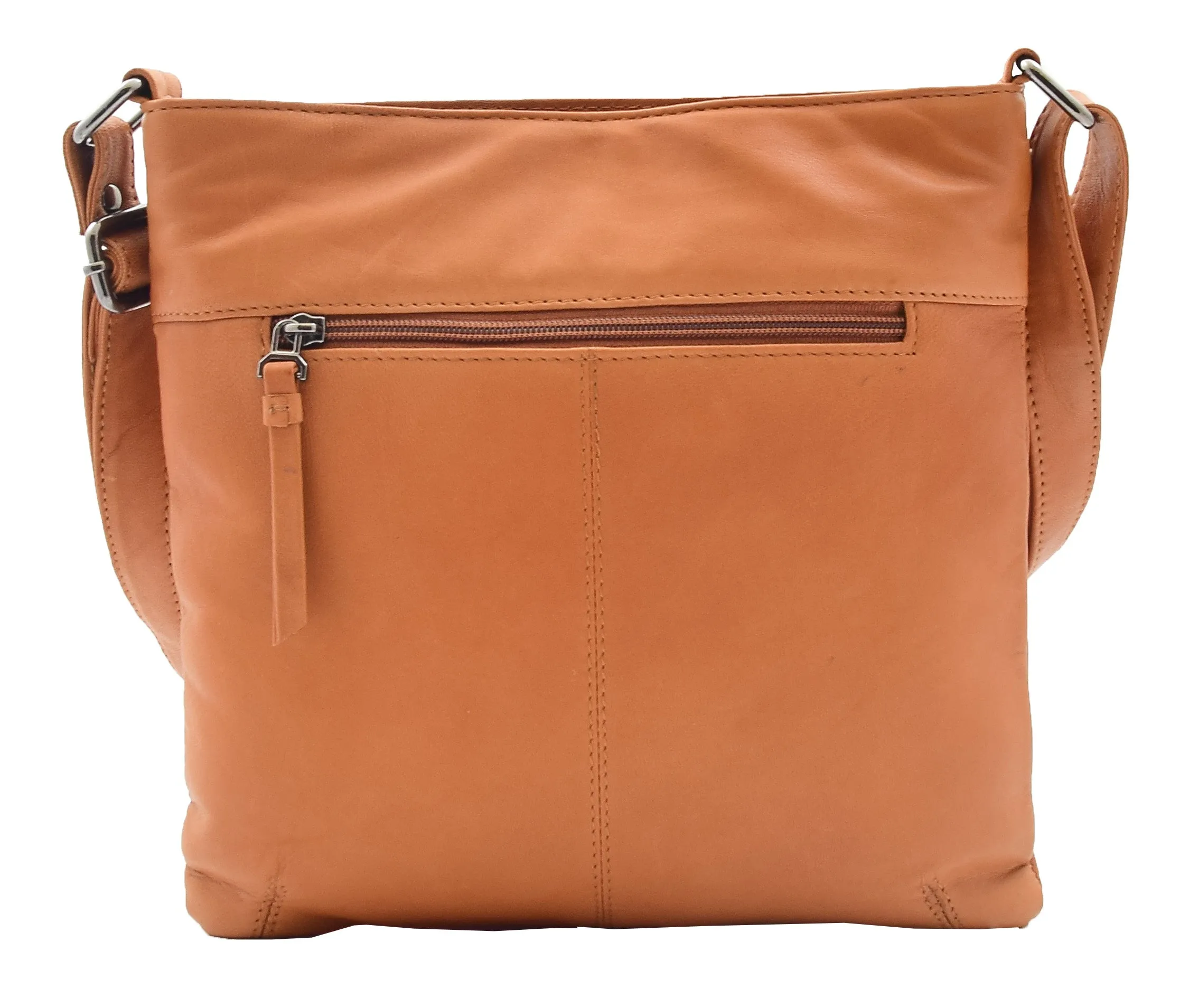 DR343 Women's Soft Leather Cross Body Slim Bag Cognac