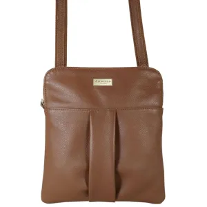 Elsie Tan Nappa Leather Zip Top Crossbody Bag