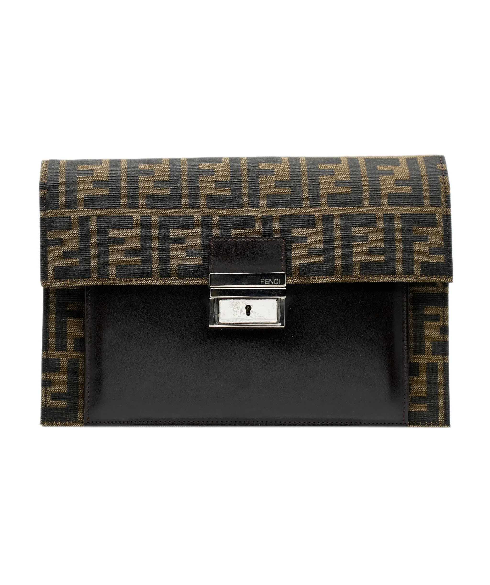 Fendi zucca canvas clutch bag brown  ASL8506