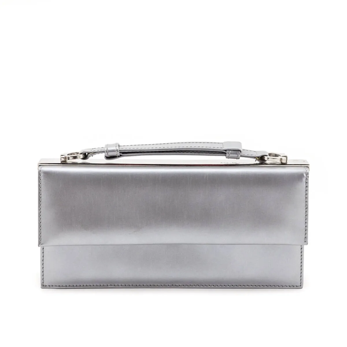 Ferragamo Silver Metallic Evening Clutch