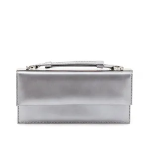 Ferragamo Silver Metallic Evening Clutch