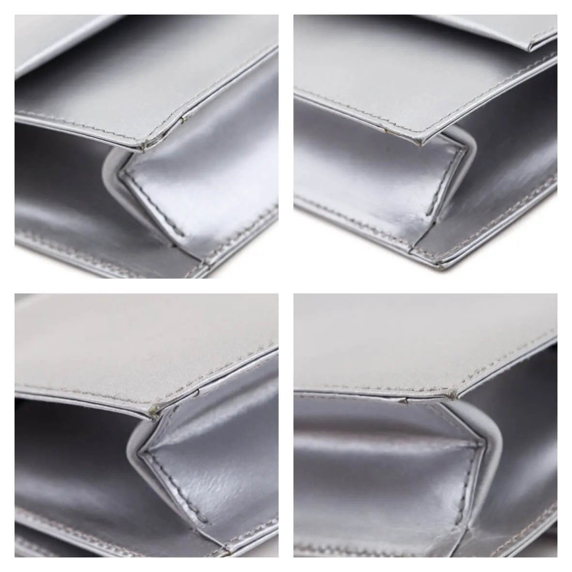 Ferragamo Silver Metallic Evening Clutch