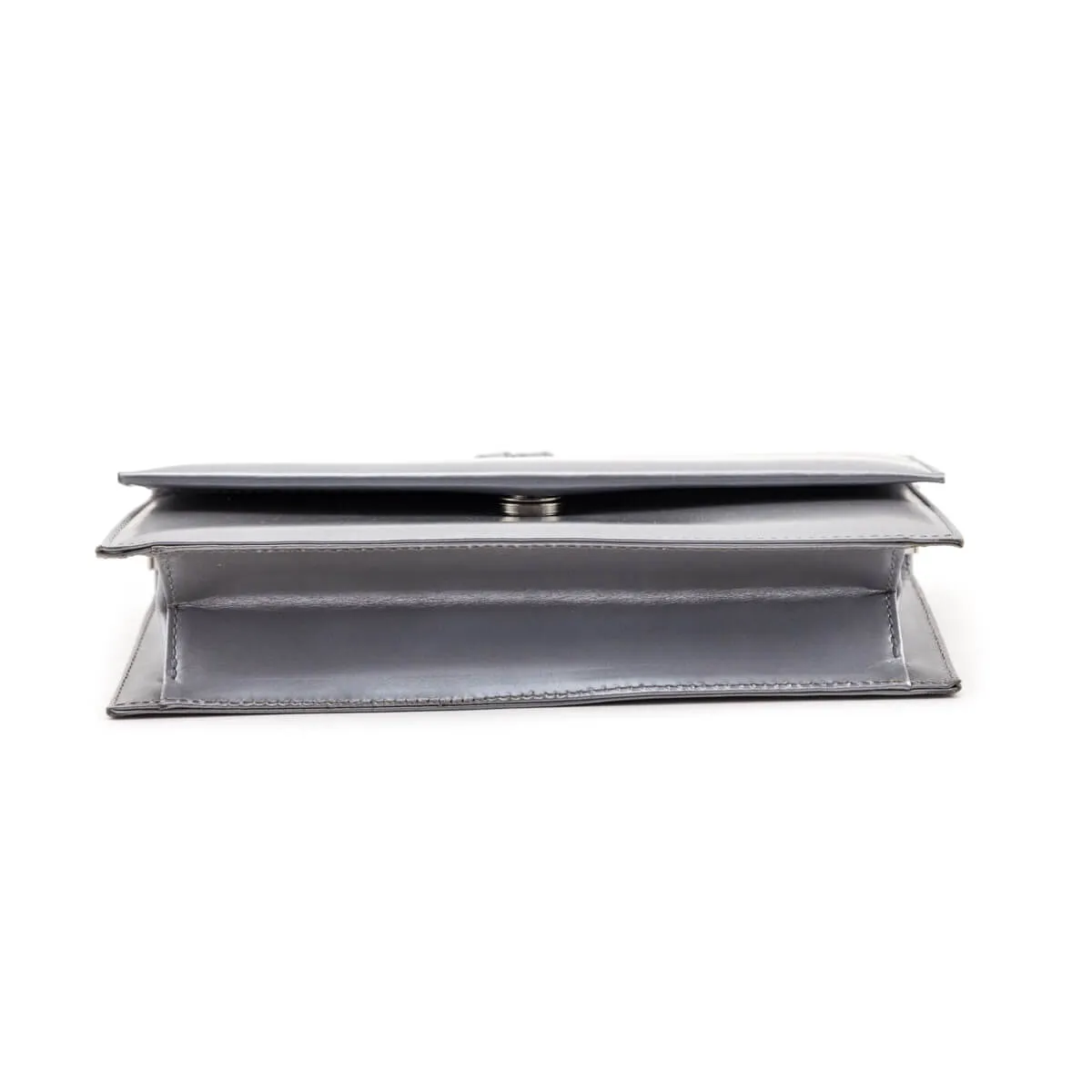 Ferragamo Silver Metallic Evening Clutch