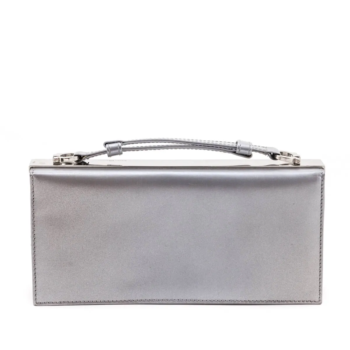 Ferragamo Silver Metallic Evening Clutch