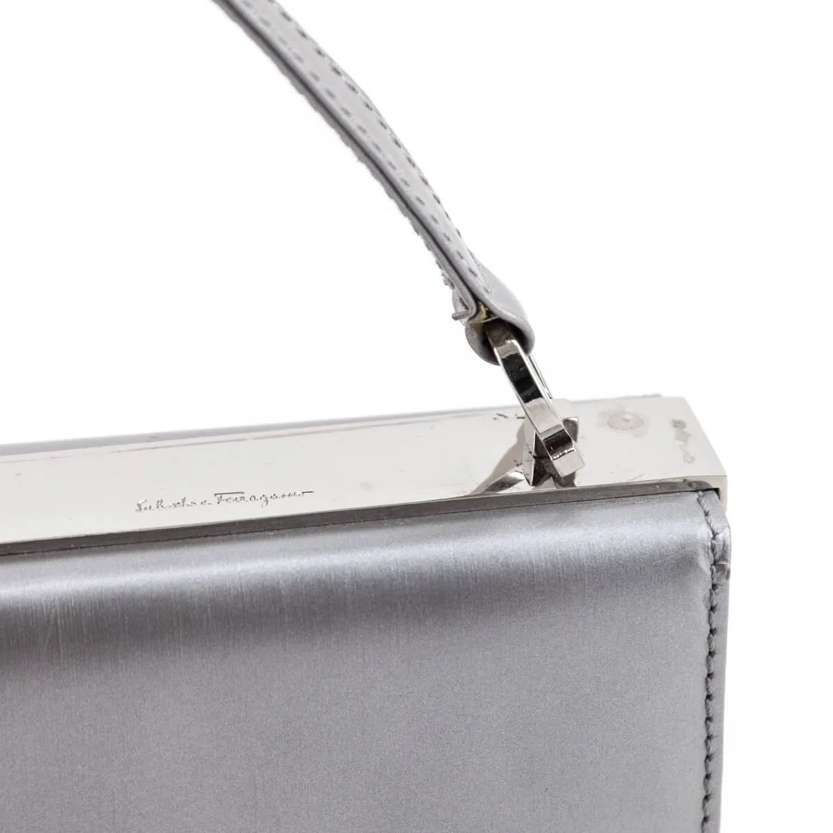Ferragamo Silver Metallic Evening Clutch